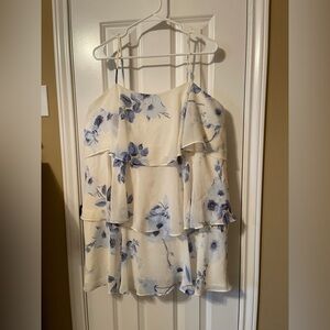 Floral Layered Dress with Blue Flowers